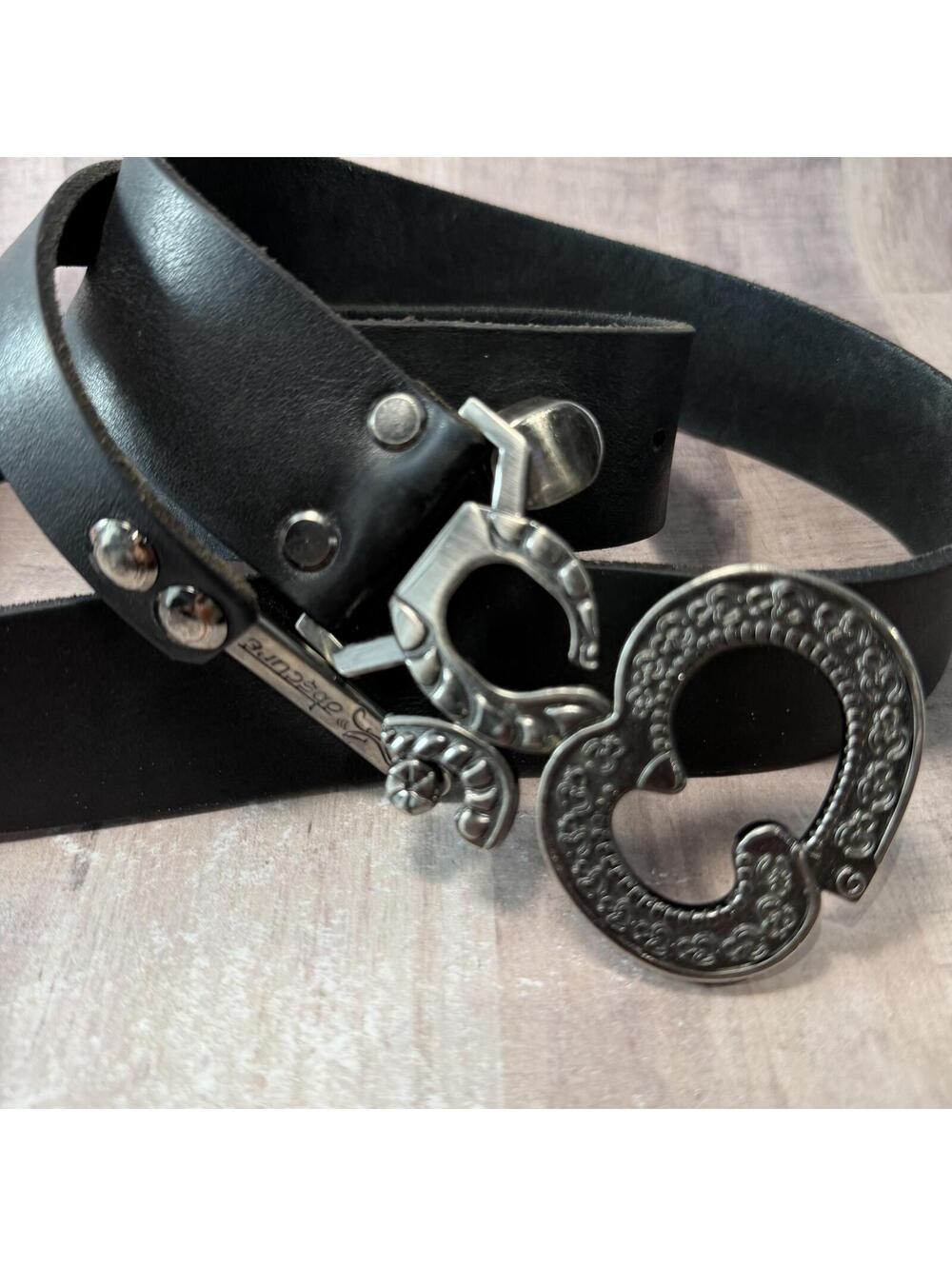 Obscure Belts Aged Ohm 2.0 Buckle On Leather Belt Black Last Belt Hole 40" READ